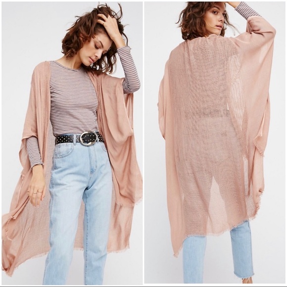Free People Sweaters - Free People Day Dream Boho Washed Kimono in Dusty Rose One Size Fits Most
